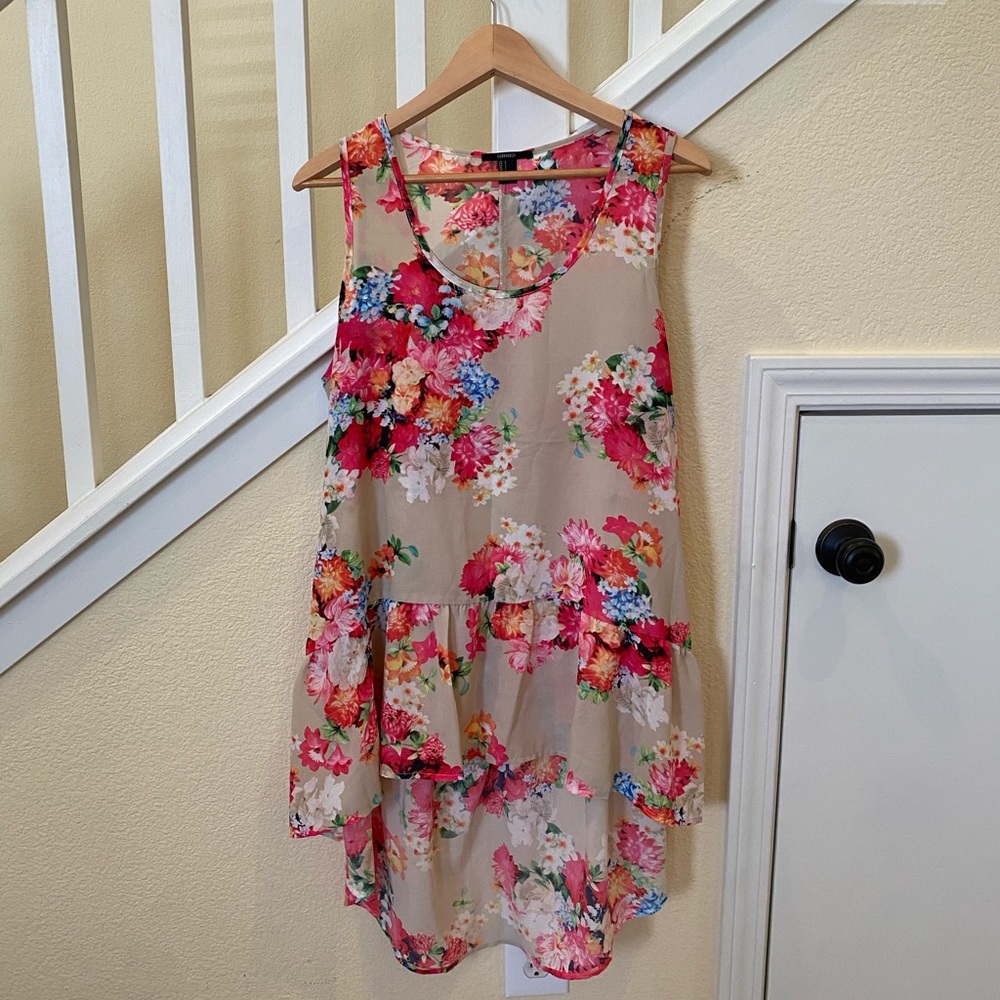 Floral High-Low Tank Top